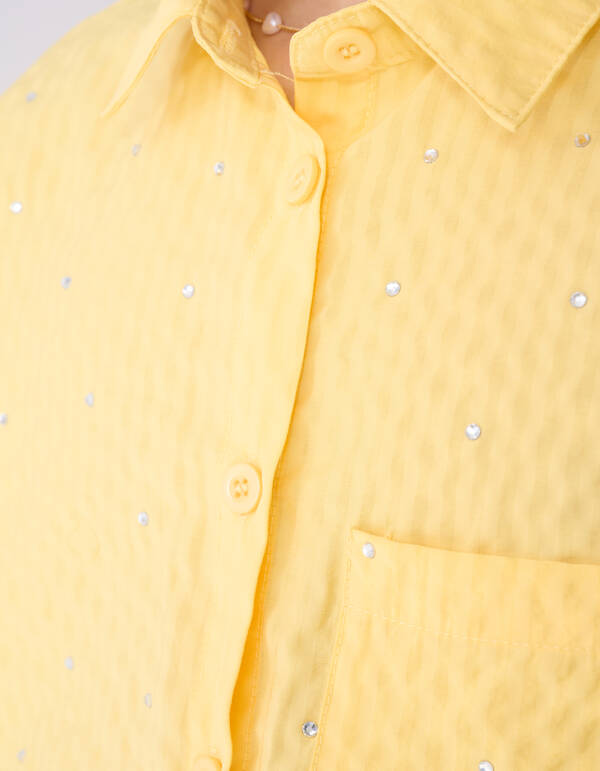 Pinstripe Strass Blouse Lichtgeel SHOEBY GIRLS
