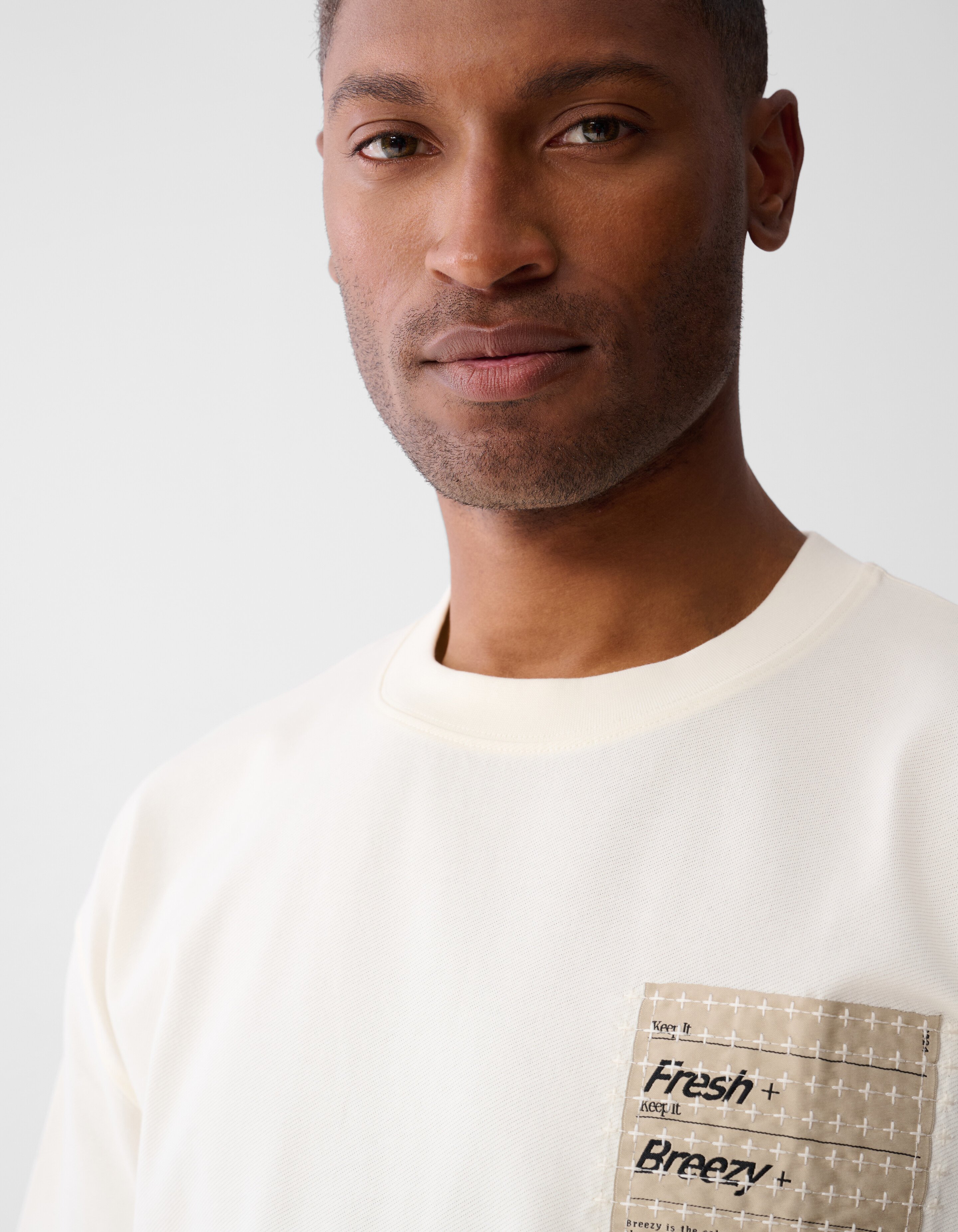 Stitched Artwork T-shirt Gebroken Wit SHOEBY MEN