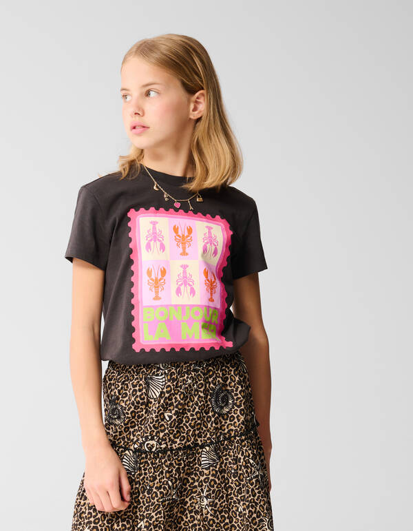 La Mer Artwork T-shirt Donker Grijs SHOEBY GIRLS