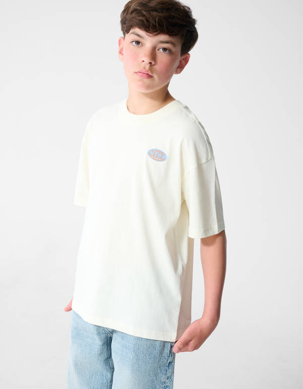 Brick Artwork T-shirt Gebroken Wit SHOEBY BOYS