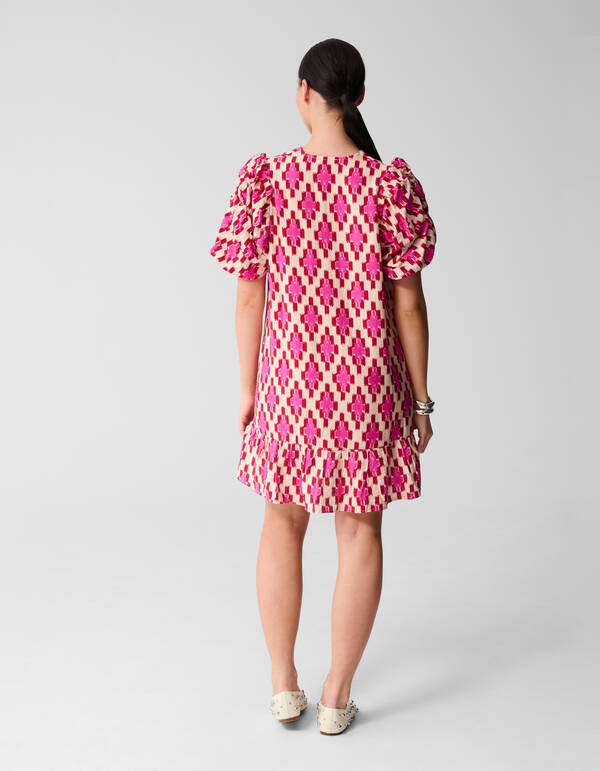 Printed Puffy Mini Jurk Roze SHOEBY WOMEN