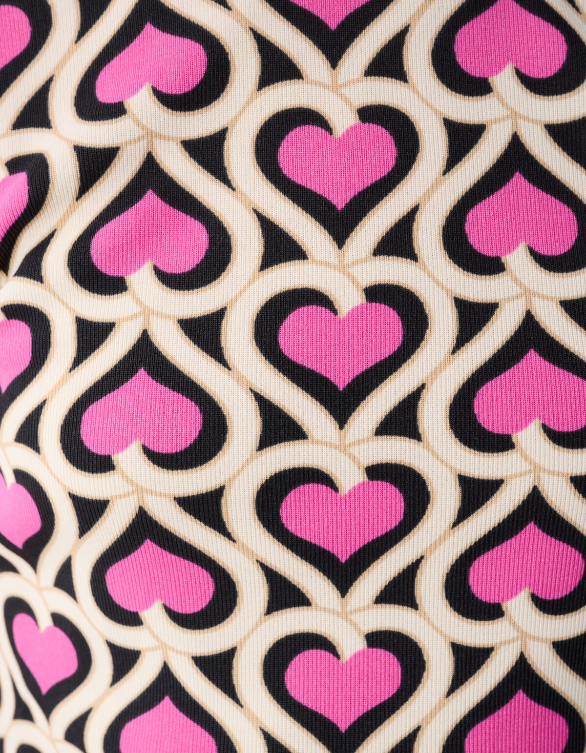 Heart Printed Rib Top Roze SHOEBY GIRLS
