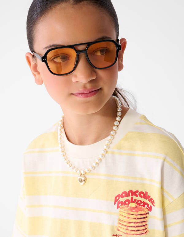 Pancake Bakery Artwork T-shirt Lichtgeel SHOEBY GIRLS