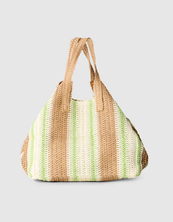 Gebreide Strandshopper Lichtgroen/Taupe SHOEBY ACCESSOIRES