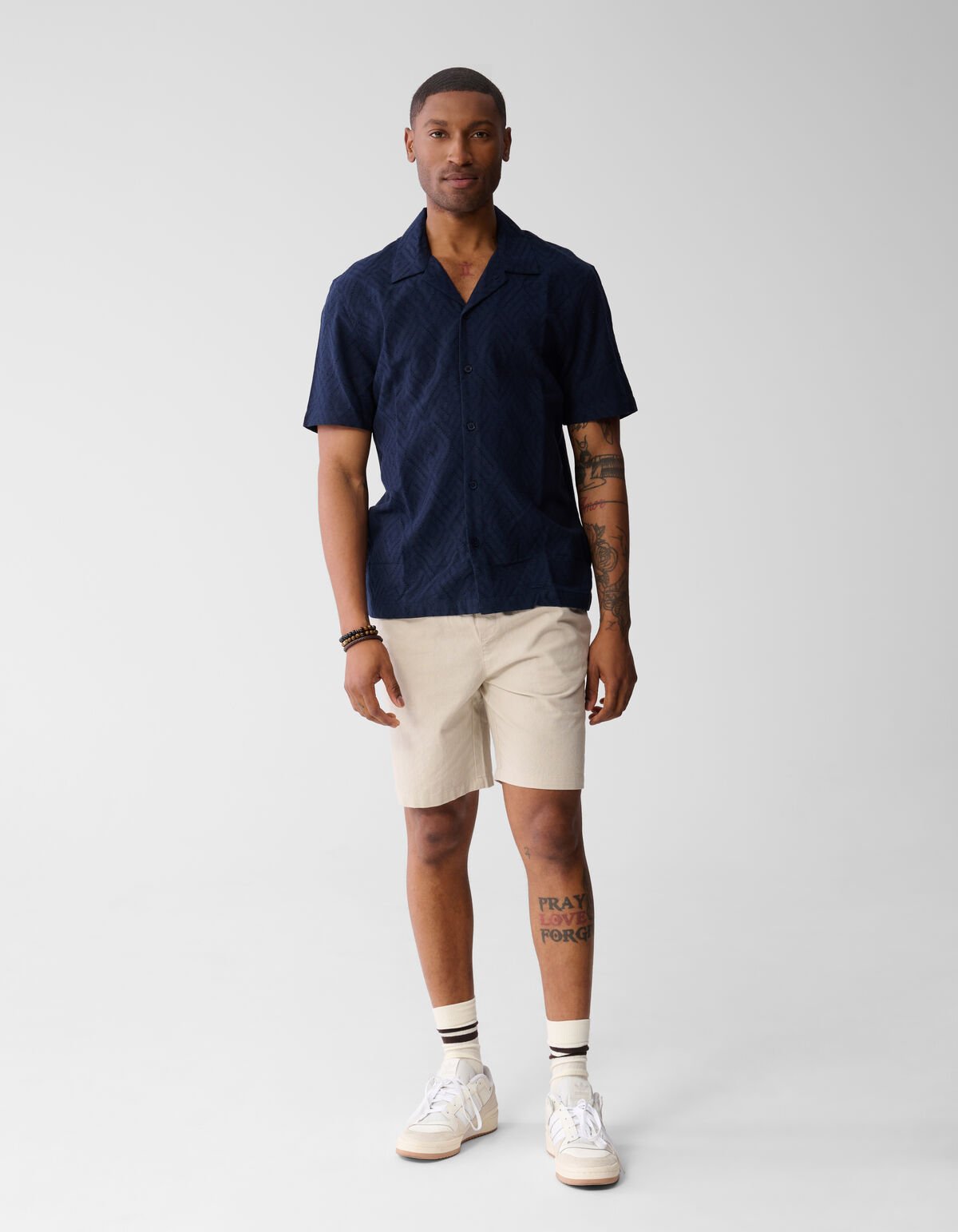 Wavy Jacquard Shirt Donkerblauw SHOEBY MEN