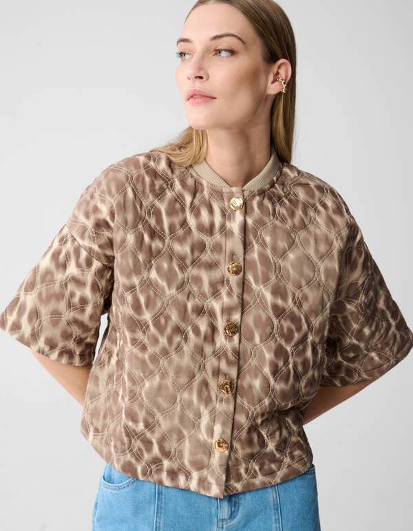 Short Sleeve Leopard Bomber Jack Lichtbruin SHOEBY WOMEN