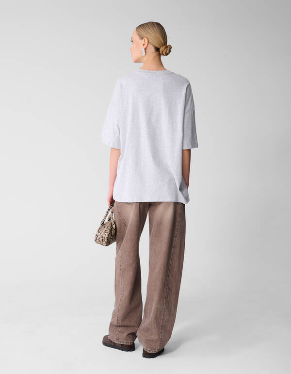 Eighty One Artwork T-shirt Lichtgrijs SHOEBY WOMEN