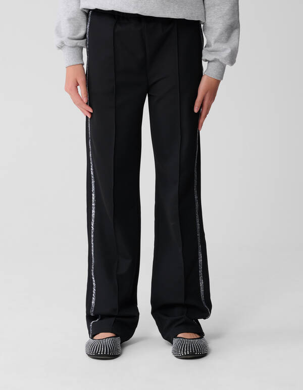 Sporty Glitter Wide Leg Broek Zwart SHOEBY GIRLS