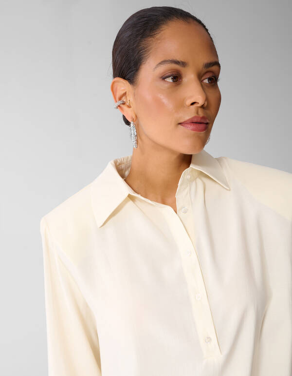 Soft Polo Blouse Ecru SHOEBY WOMEN