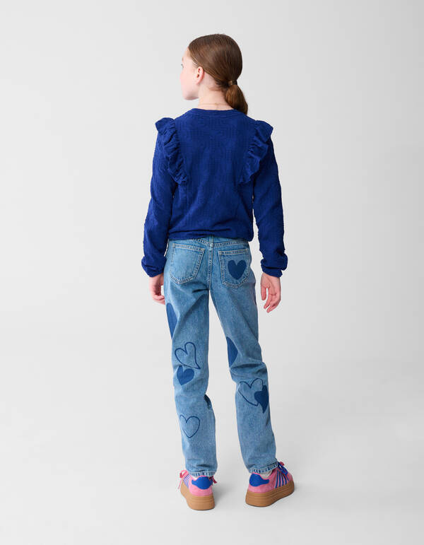Ruffle Longsleeve Top Donkerblauw SHOEBY GIRLS