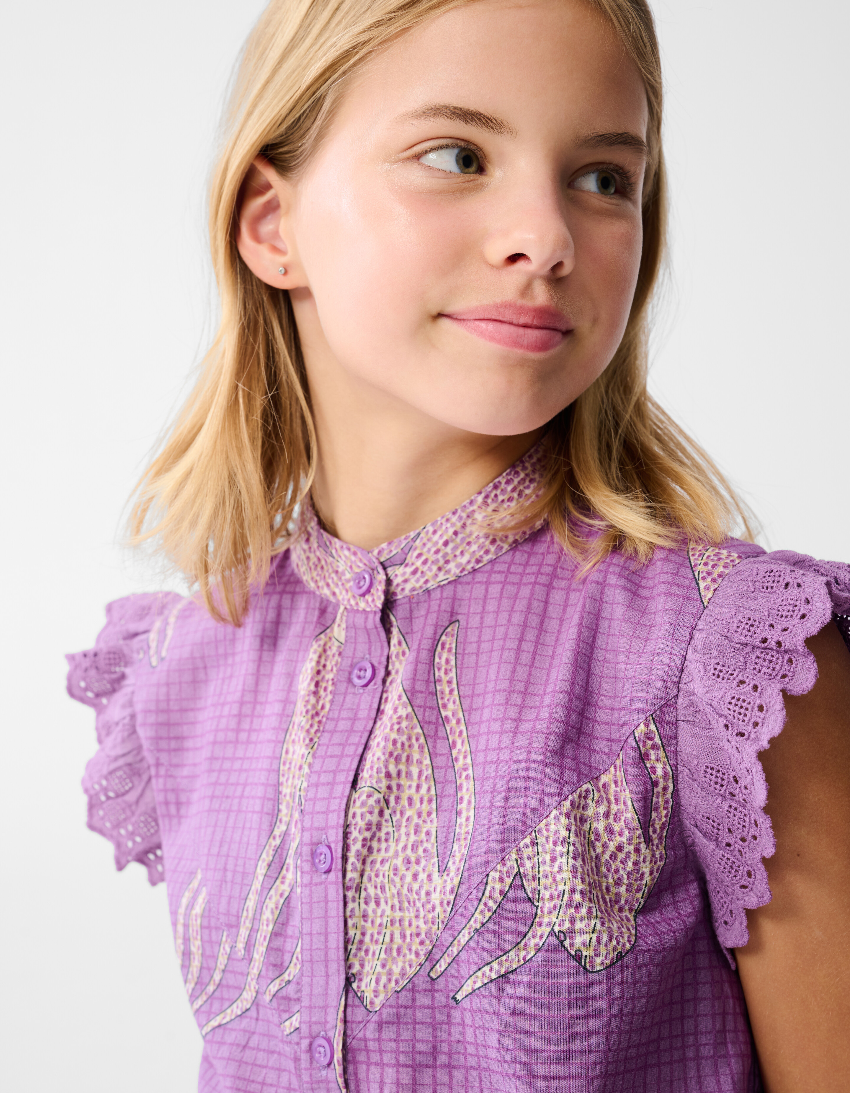 Tiger Ruffle Top Paars SHOEBY GIRLS
