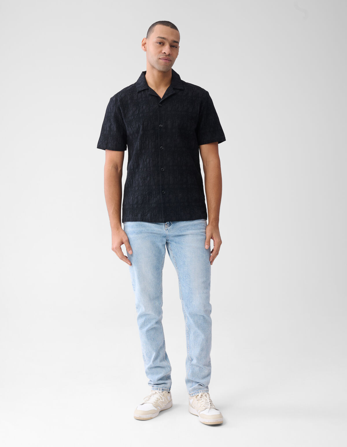 Structuur Shirt Donkerblauw SHOEBY MEN
