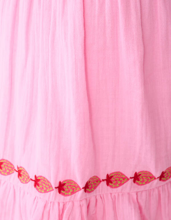 Strawberry Embroidery Mini Jurk Roze SHOEBY GIRLS