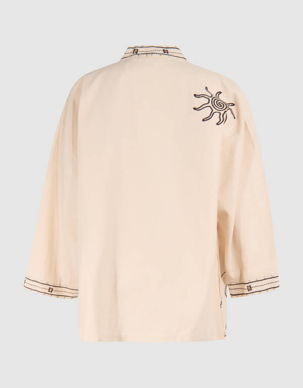 Artwork Kimono Jacket Gebroken Wit SHOEBY WOMEN