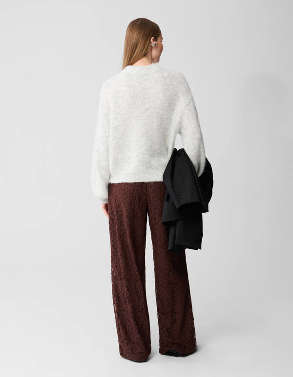 Kanten Wide Leg Broek Bruin SHOEBY WOMEN