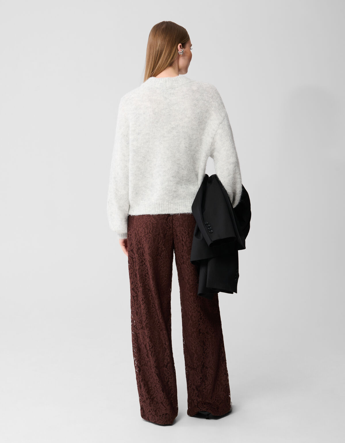 Kanten Wide Leg Broek Bruin SHOEBY WOMEN