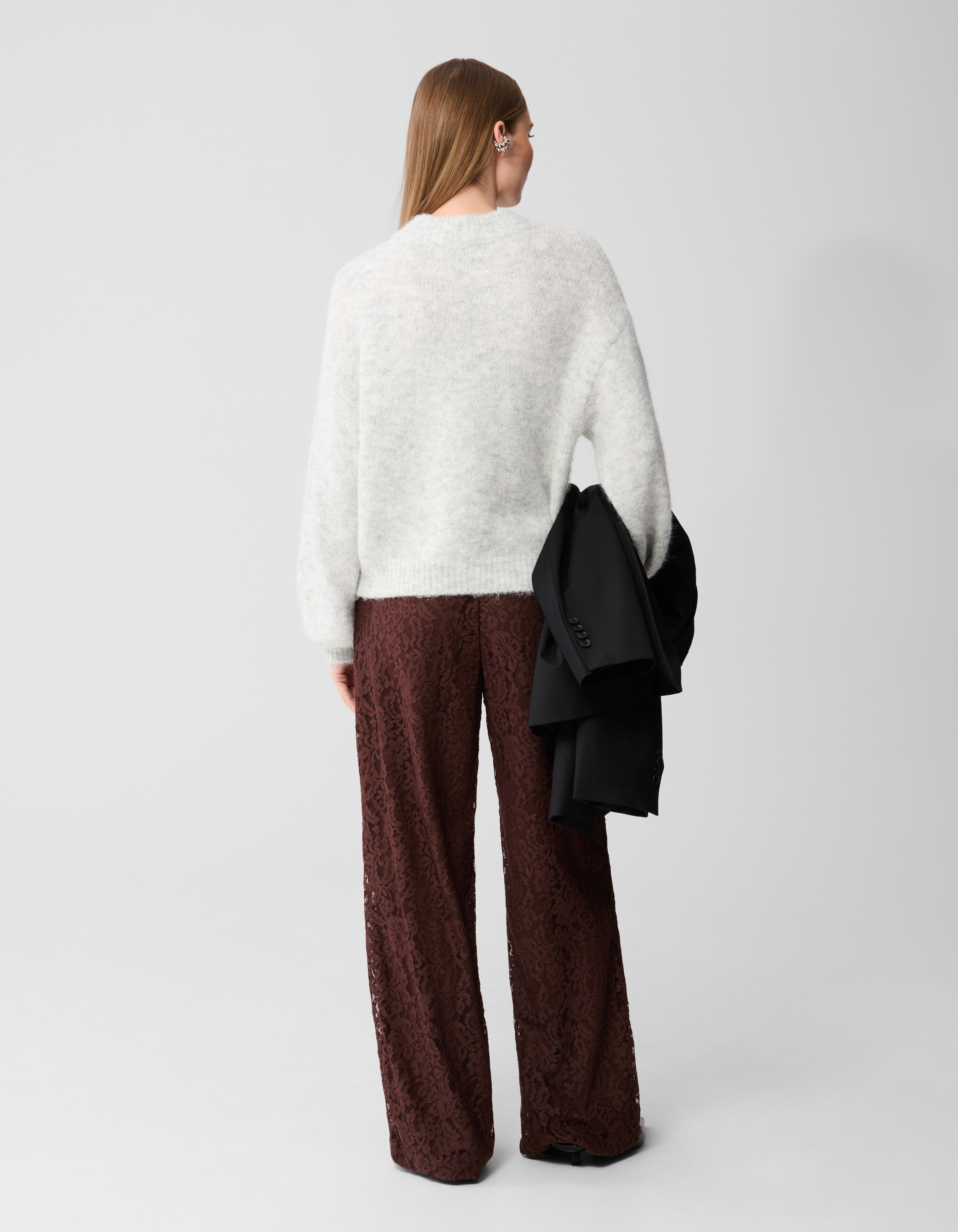 Kanten Wide Leg Broek Bruin SHOEBY WOMEN