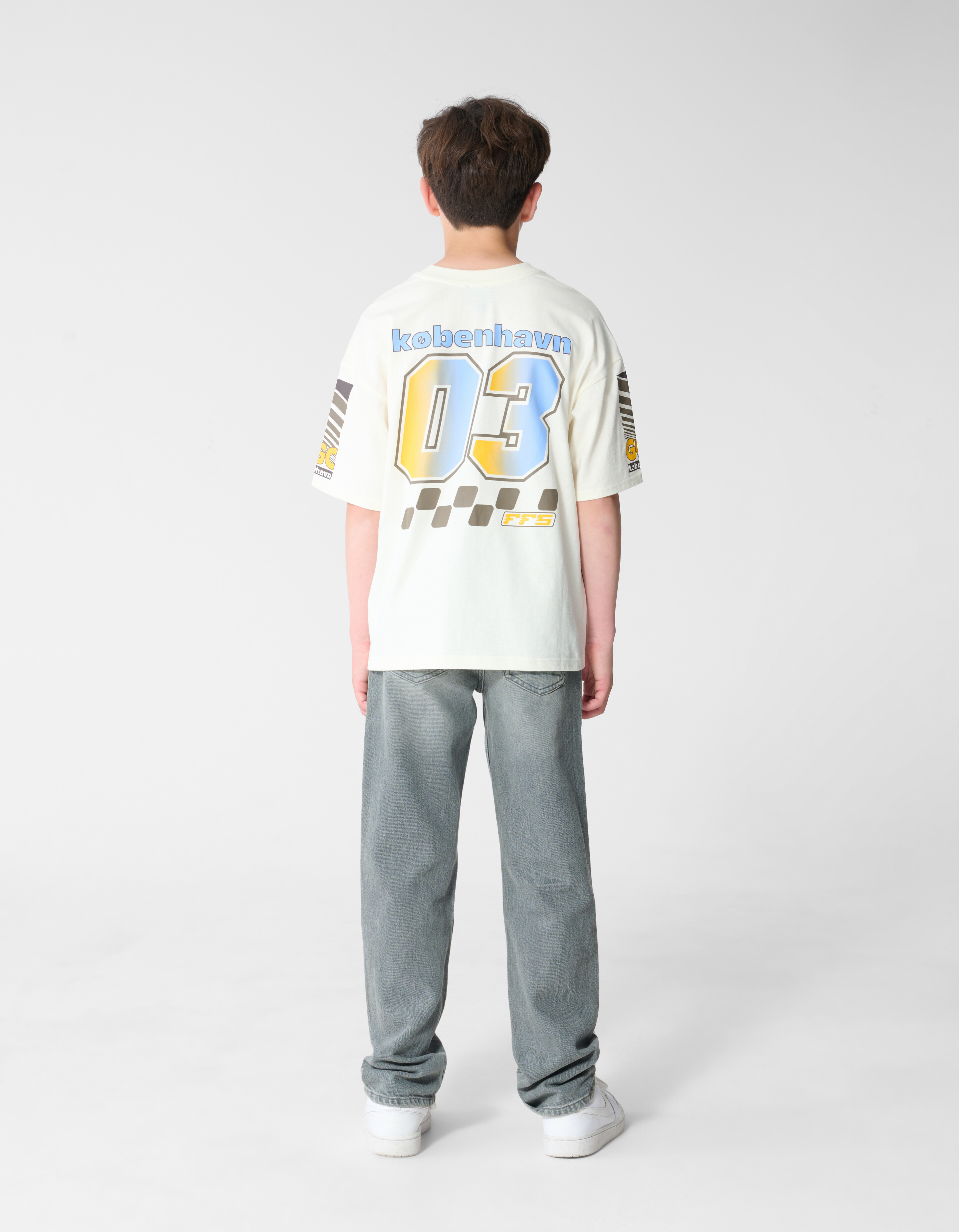 Race Artwork T-shirt Gebroken Wit SHOEBY BOYS