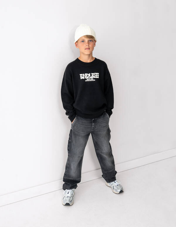 Carpenter Straight Fit Jeans Donkergrijs SHOEBY BOYS