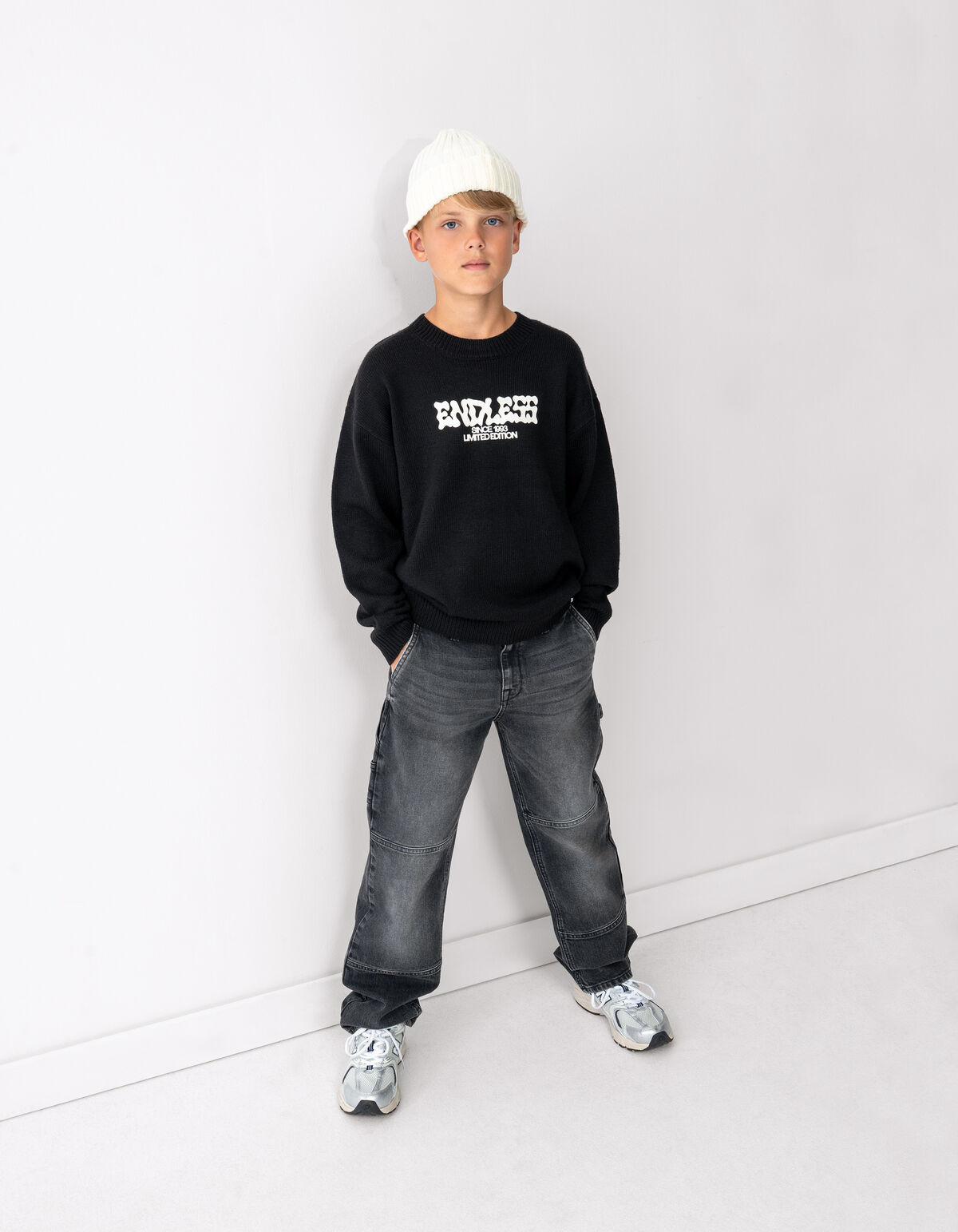 Carpenter Baggy Fit Jeans Donkergrijs SHOEBY BOYS