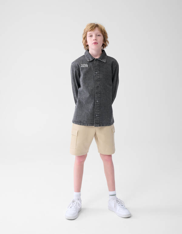 Denim Washed Overshirt Donkergrijs SHOEBY BOYS