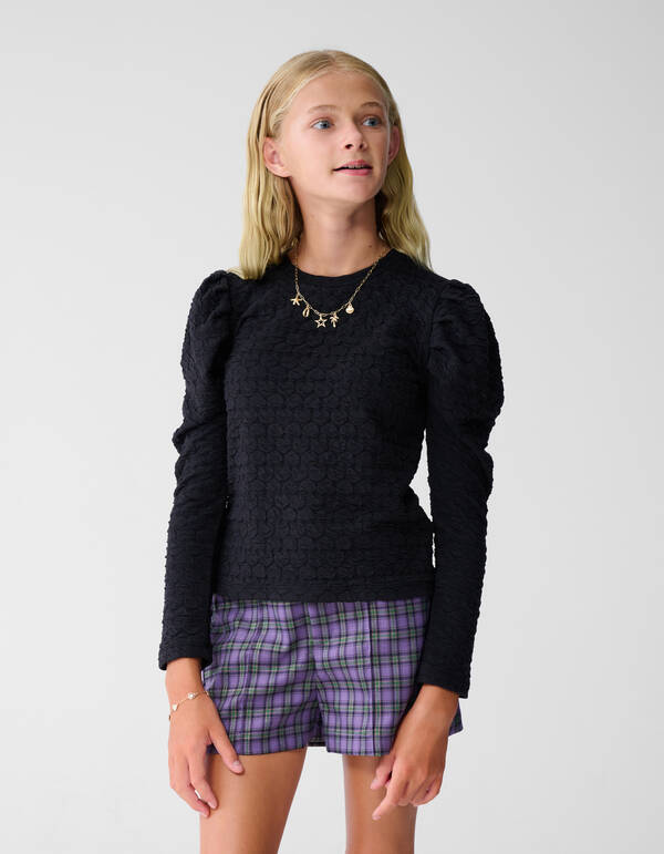 Heart Puff Top Zwart SHOEBY GIRLS