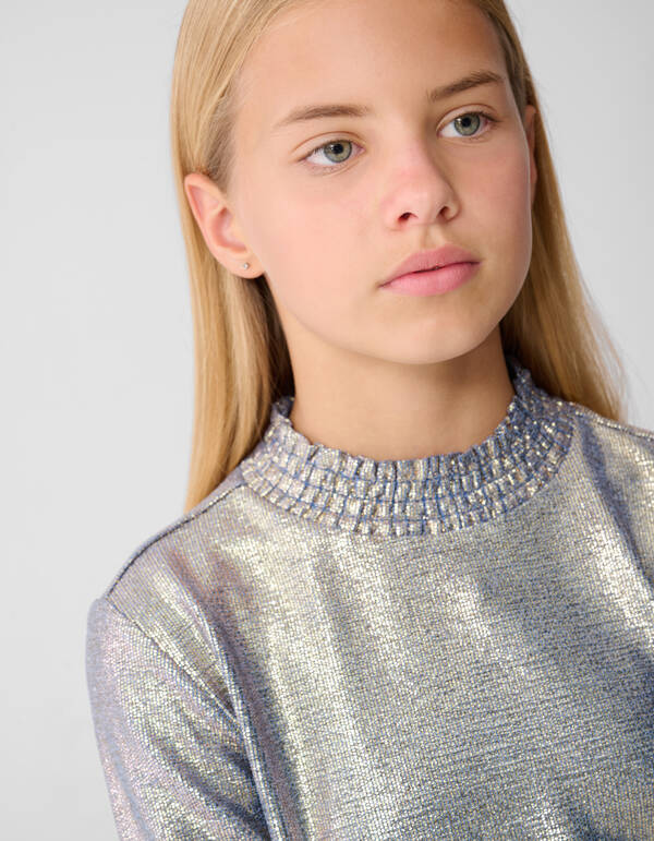 Metallic Longsleeve Top Blauw/Zilver SHOEBY GIRLS