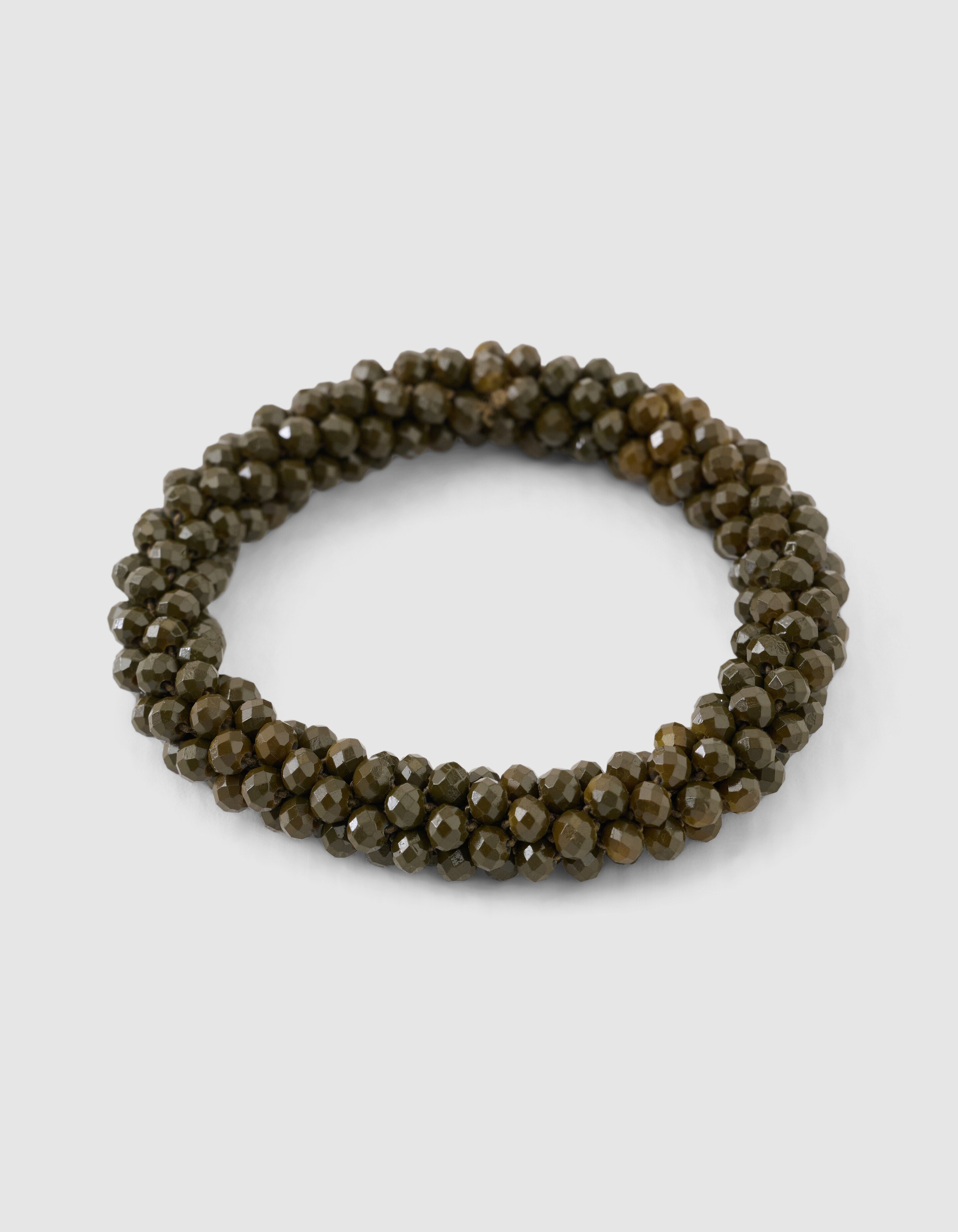 Beaded Haarelastiek Khaki SHOEBY ACCESSOIRES