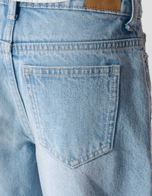 Strass Wide Leg Fit Jeans Blauw SHOEBY GIRLS