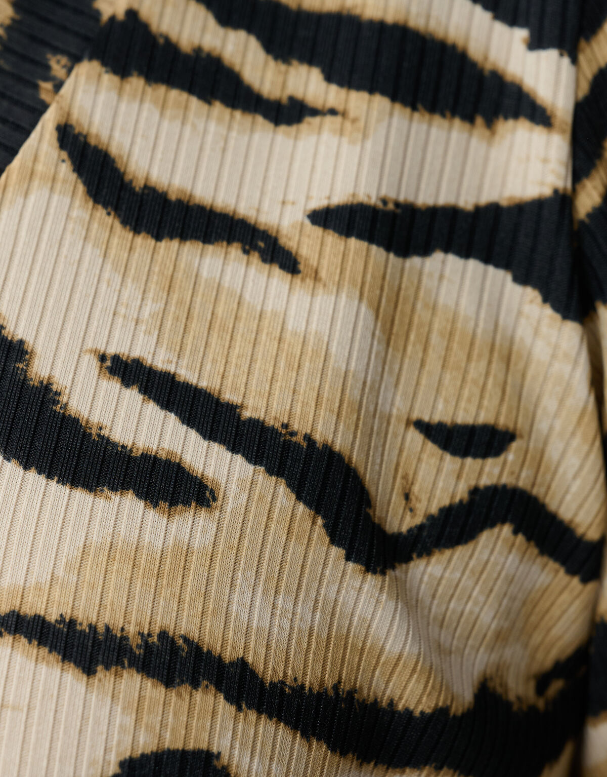Tijgerprint Rib Jersey Top Bruin SHOEBY WOMEN