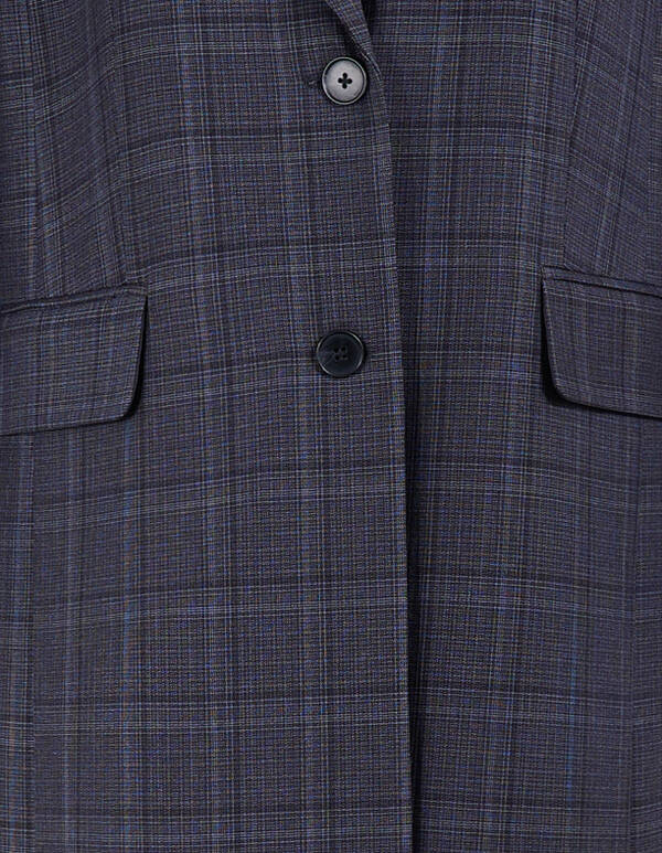 Midi Check Blazer Donkergrijs SHOEBY WOMEN