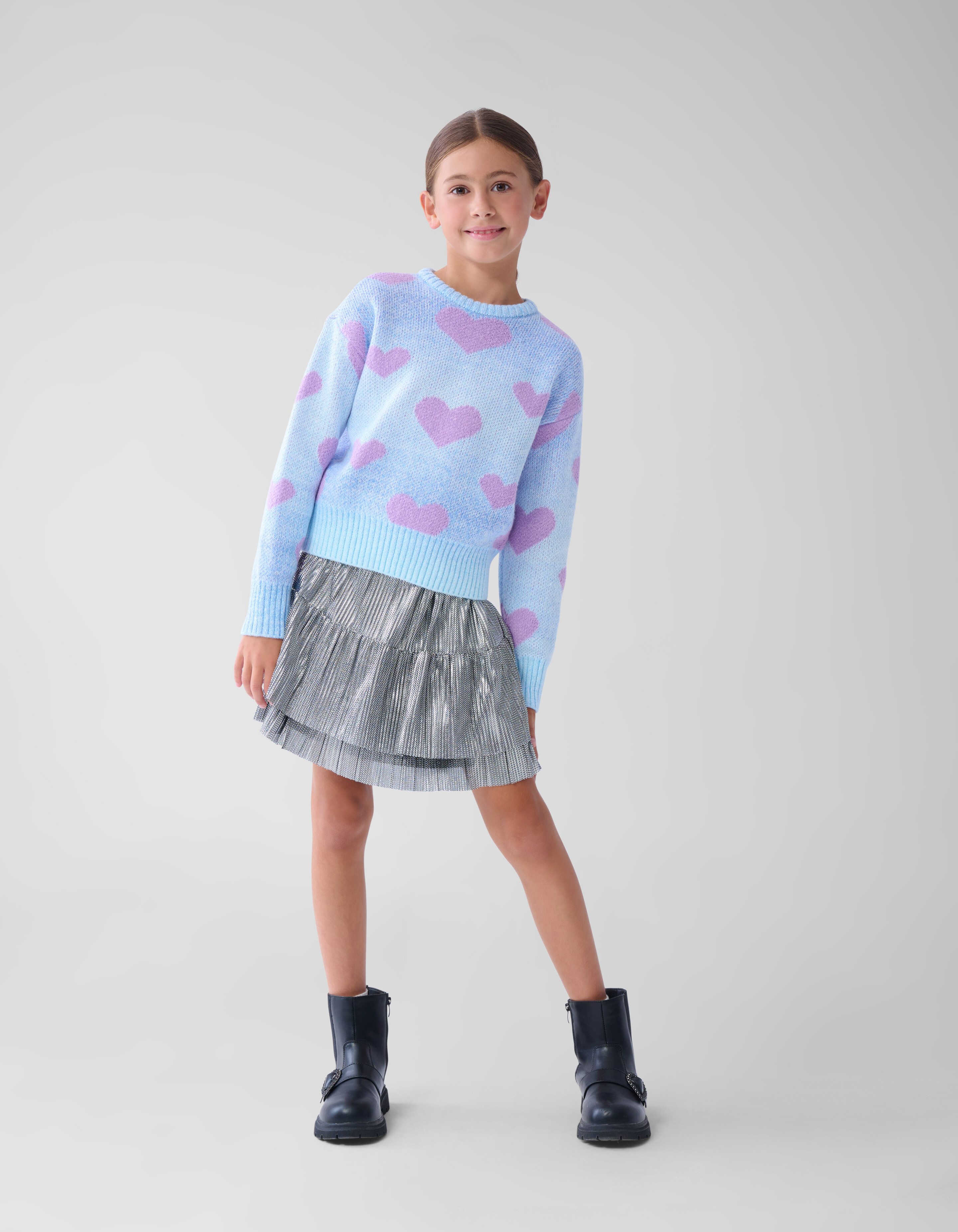Heart Printed Degrade Trui Blauw SHOEBY GIRLS