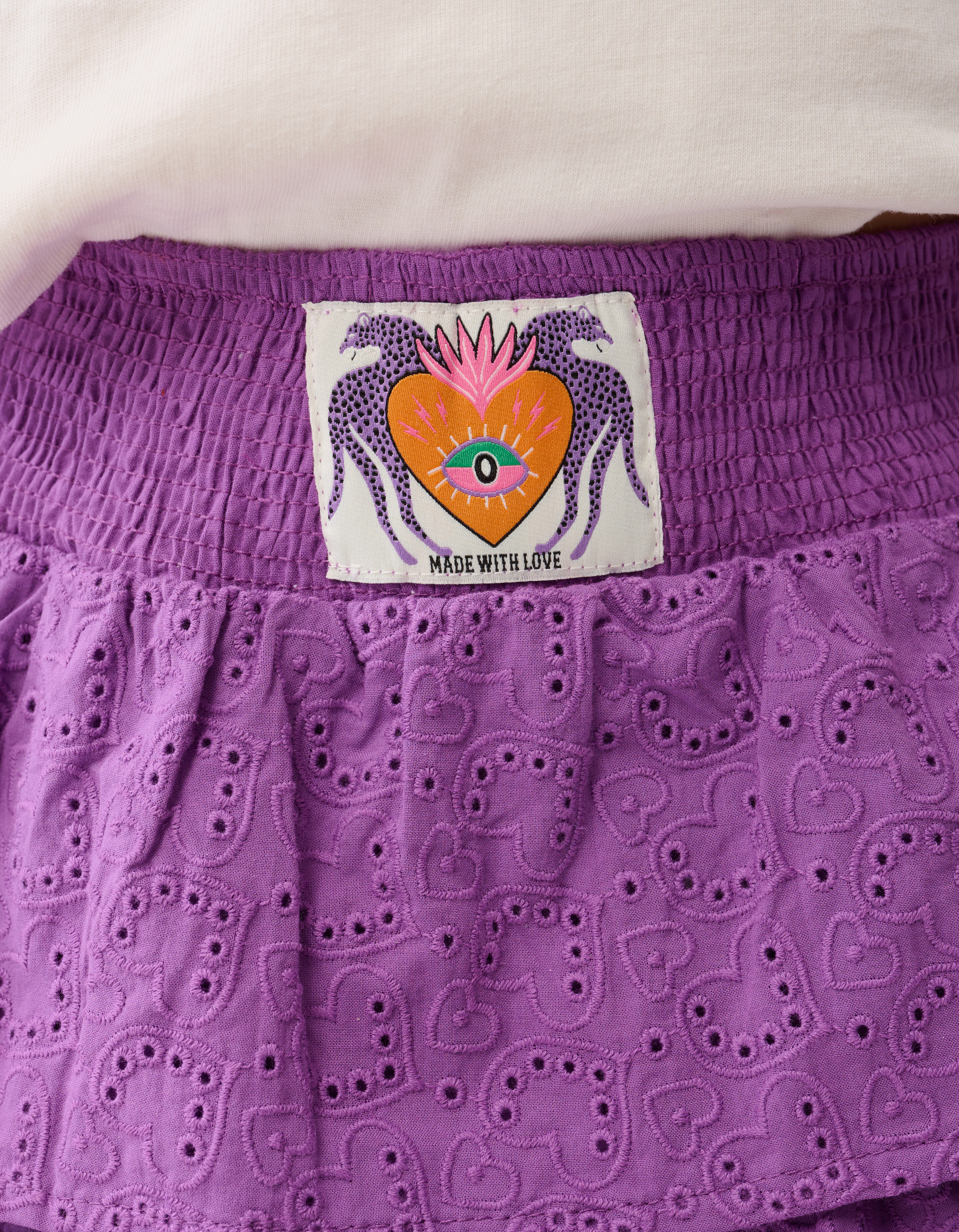 Embroidery Heart Rok Paars By Lizzy SHOEBY GIRLS