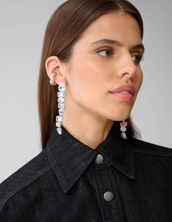 Statement Strass Oorbellen Zilver SHOEBY ACCESSOIRES
