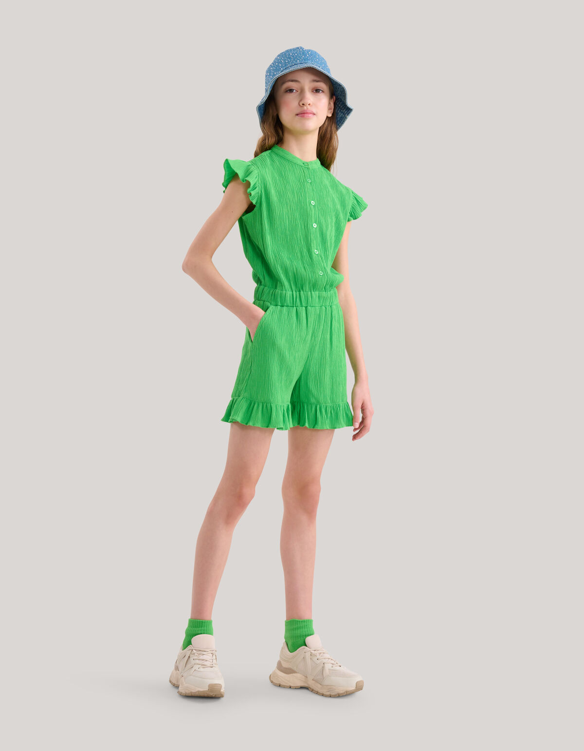Crinkle Jumpsuit Groen SHOEBY GIRLS