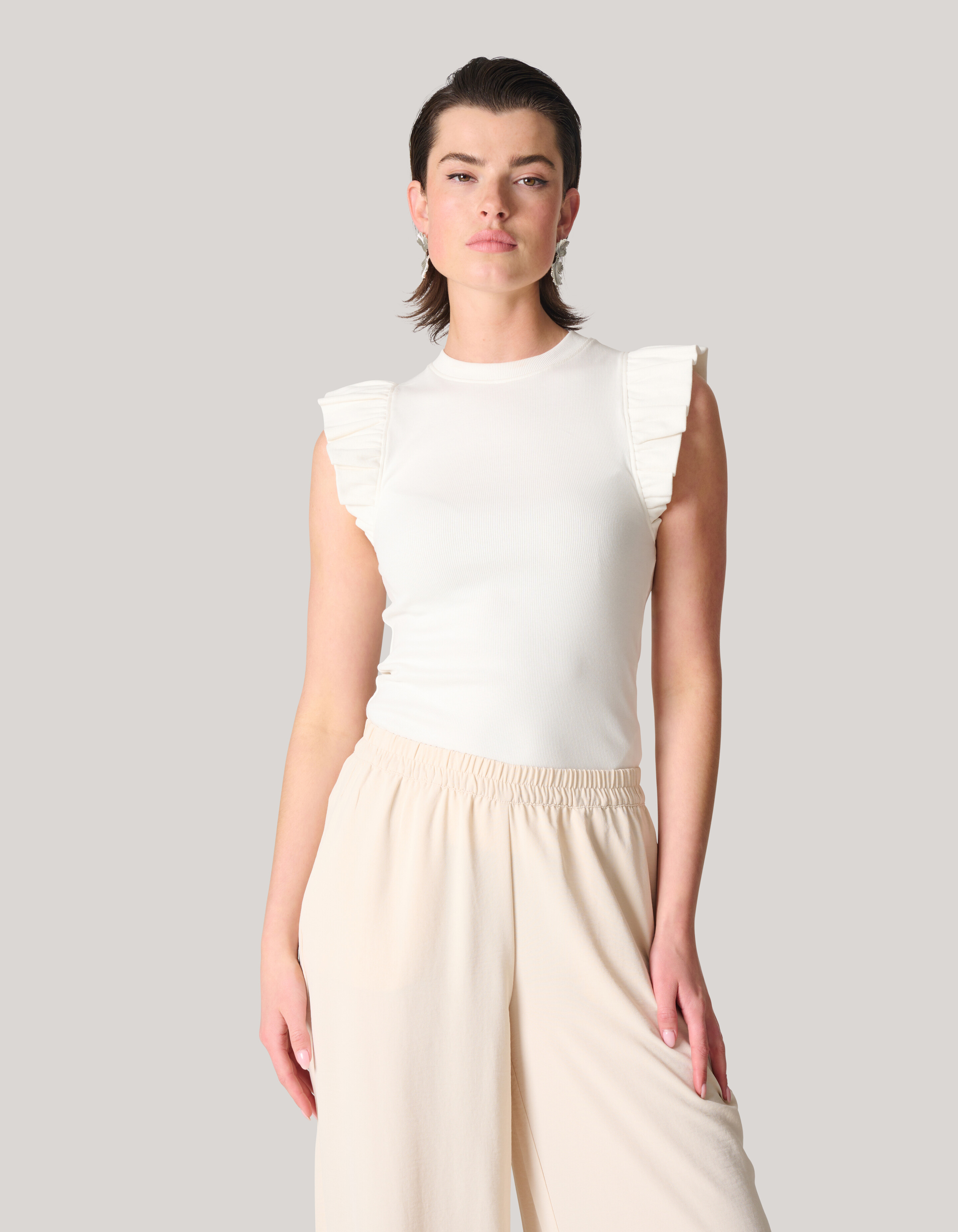 Jersey Ruffle Top Wit SHOEBY WOMEN