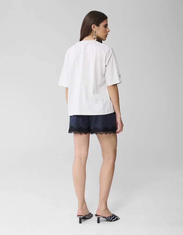 Oversized Embellished T-shirt Grijs SHOEBY WOMEN