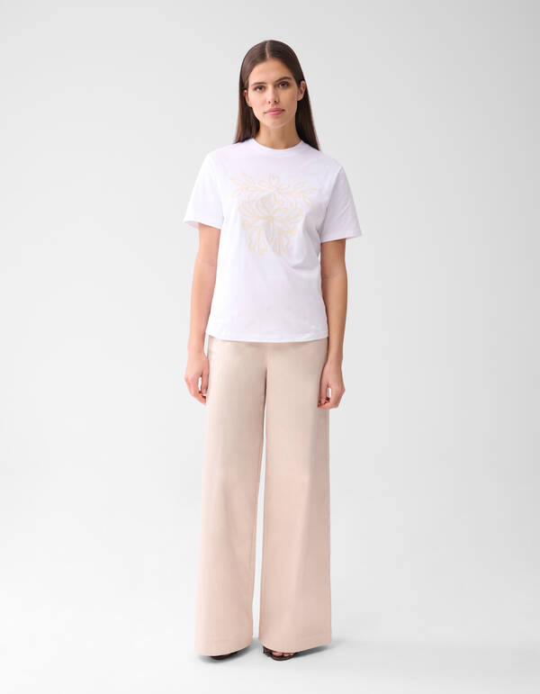 Cord Embroidery T-shirt Wit By Mieke SHOEBY WOMEN