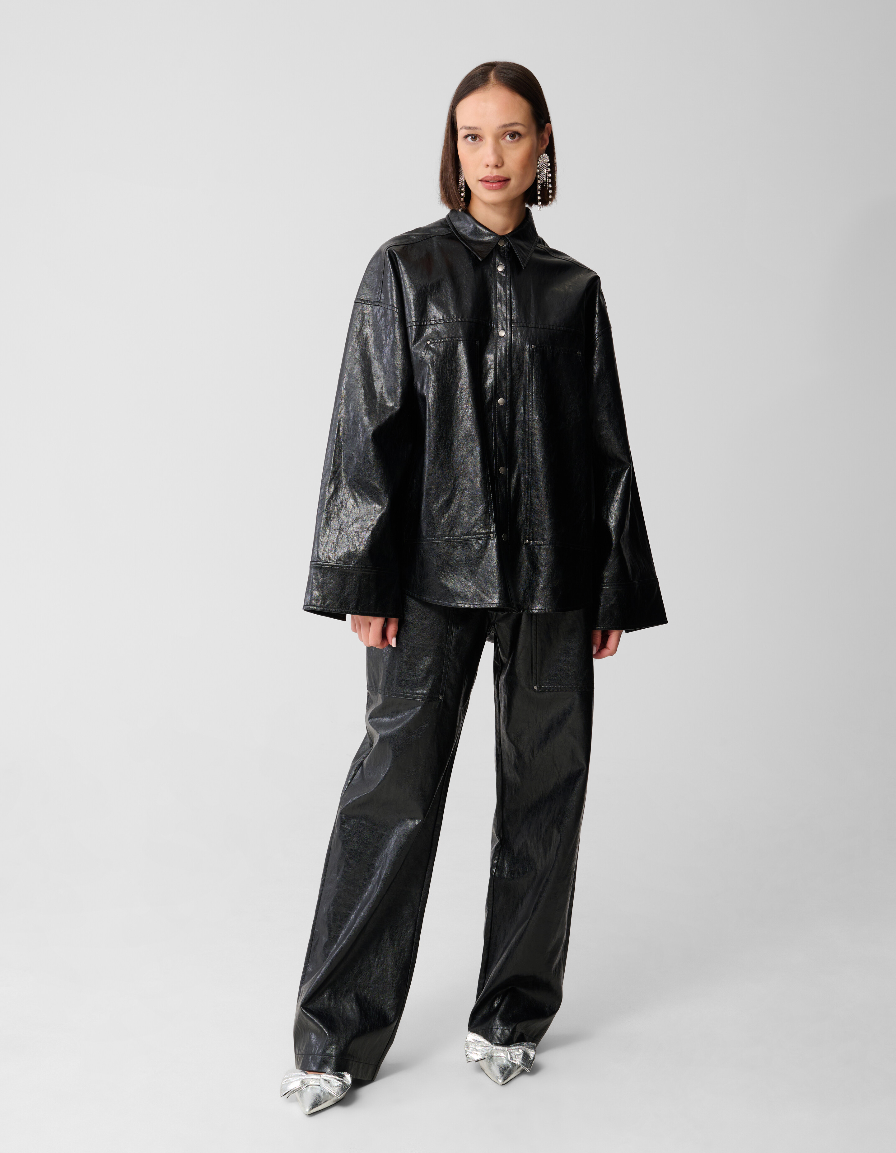 Vegan Leren Carpenter Blouse Zwart SHOEBY WOMEN