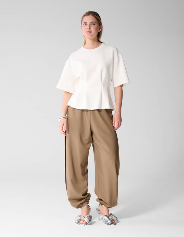 Peplum Scuba T-shirt Gebroken Wit SHOEBY WOMEN