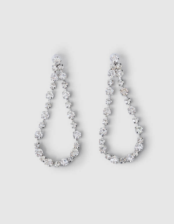 Strass Druppel Oorbellen Zilver By Monica SHOEBY ACCESSOIRES