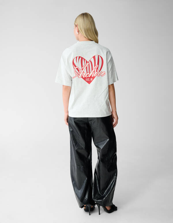 Heart Back Artwork T-shirt Lichtgrijs SHOEBY WOMEN