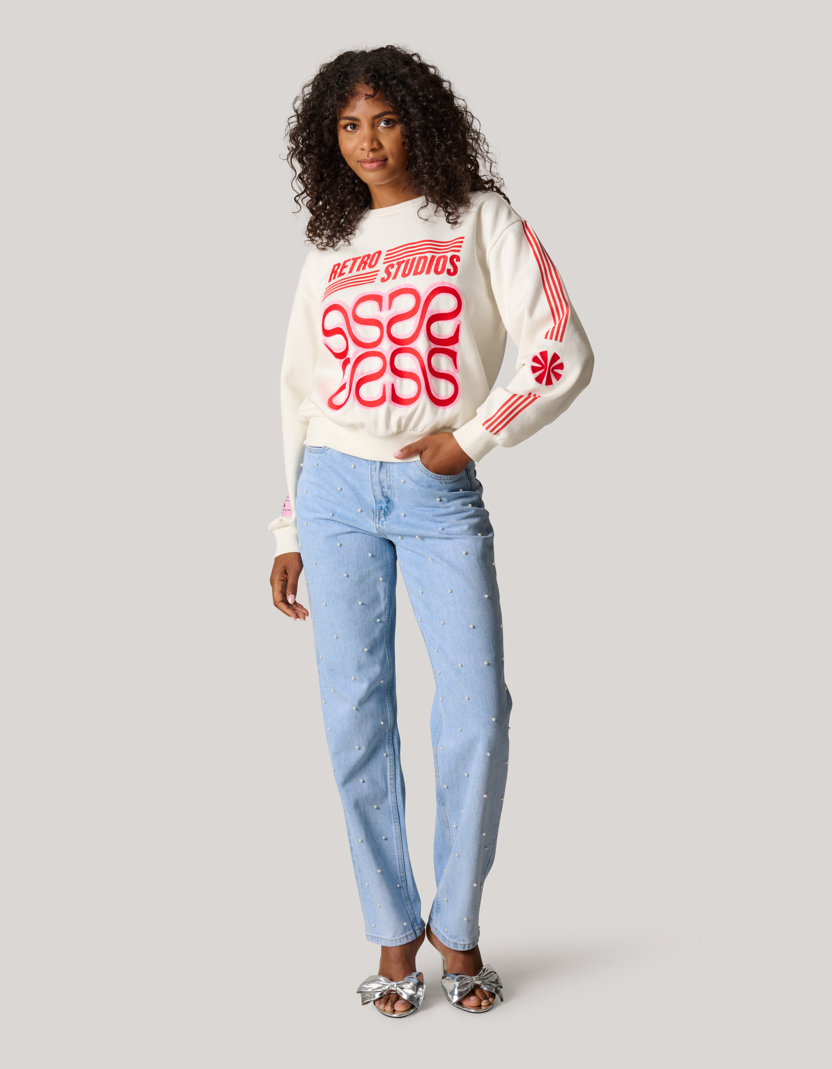 Retro Studio Sweater Gebroken wit SHOEBY WOMEN