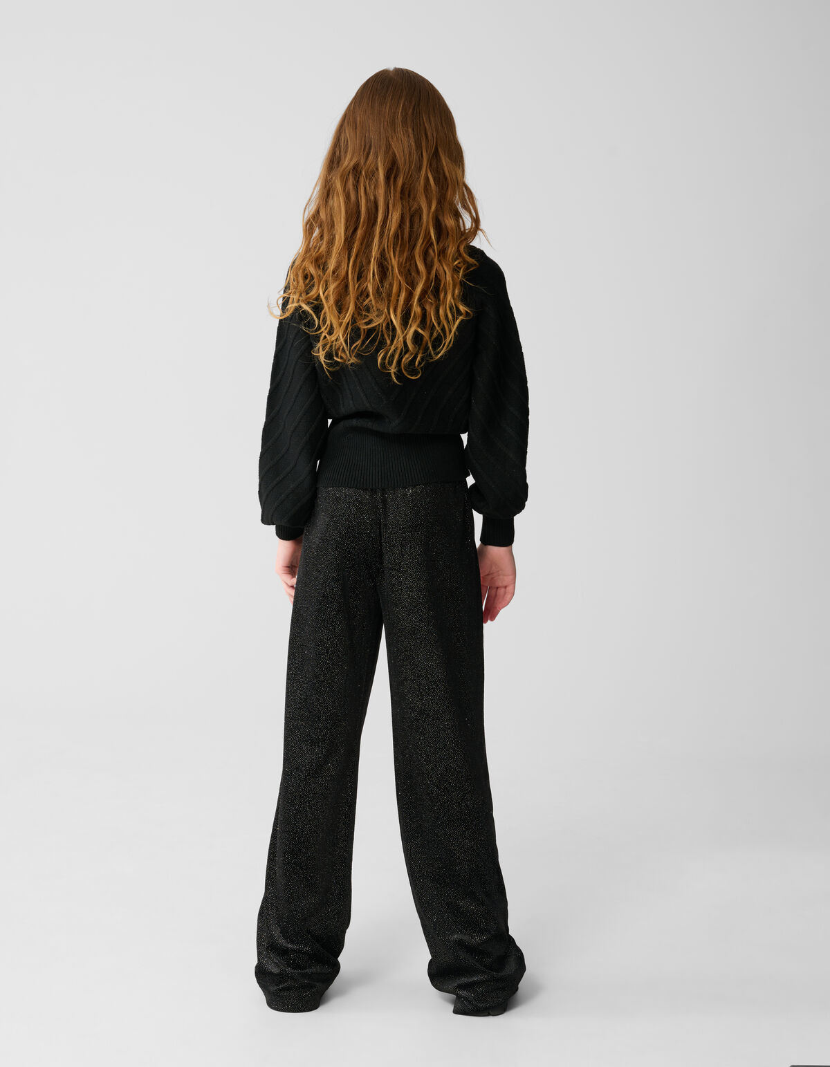 Velvet Wide Leg Broek Zwart SHOEBY GIRLS