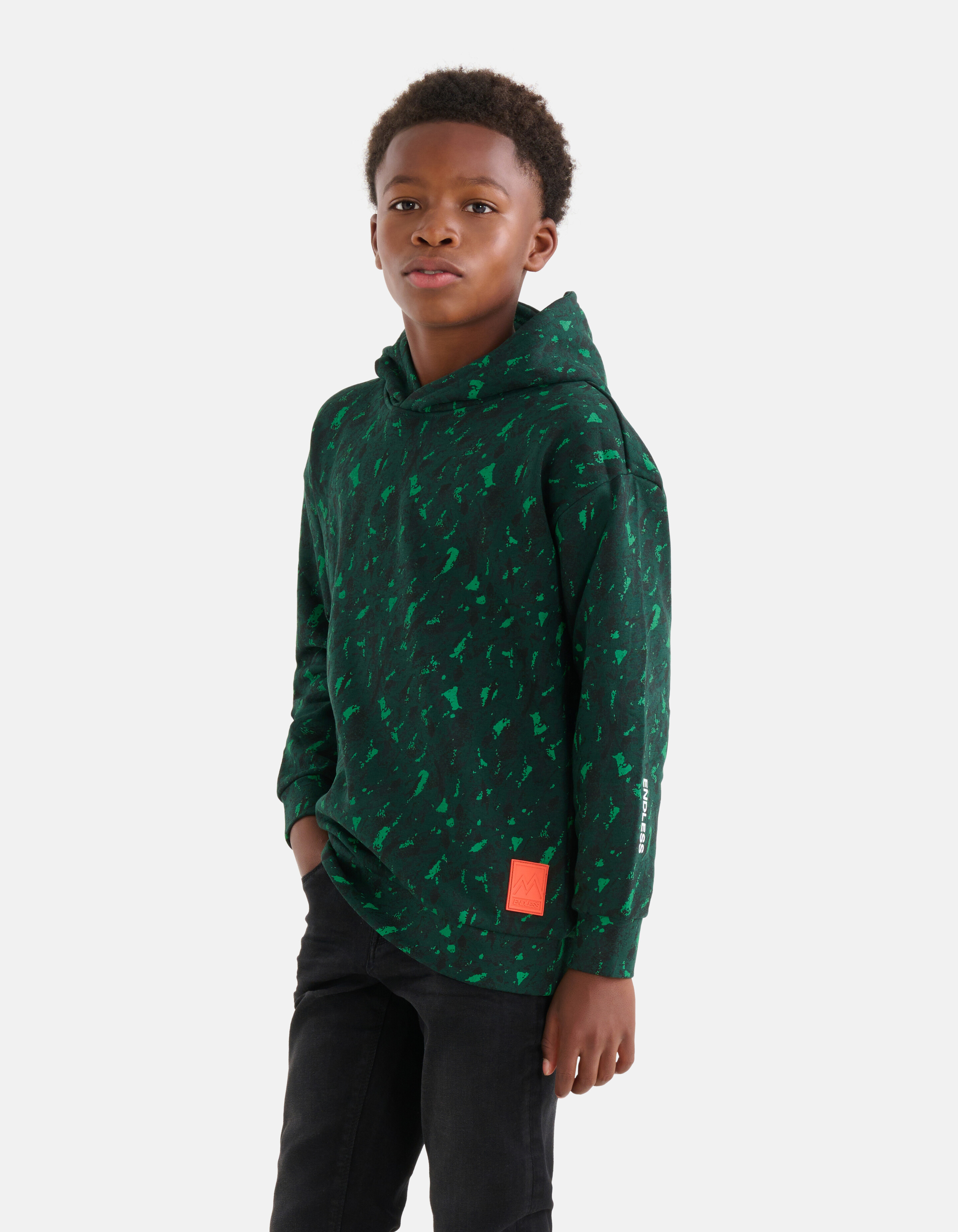 Printed Hoodie Donkergroen SHOEBY BOYS
