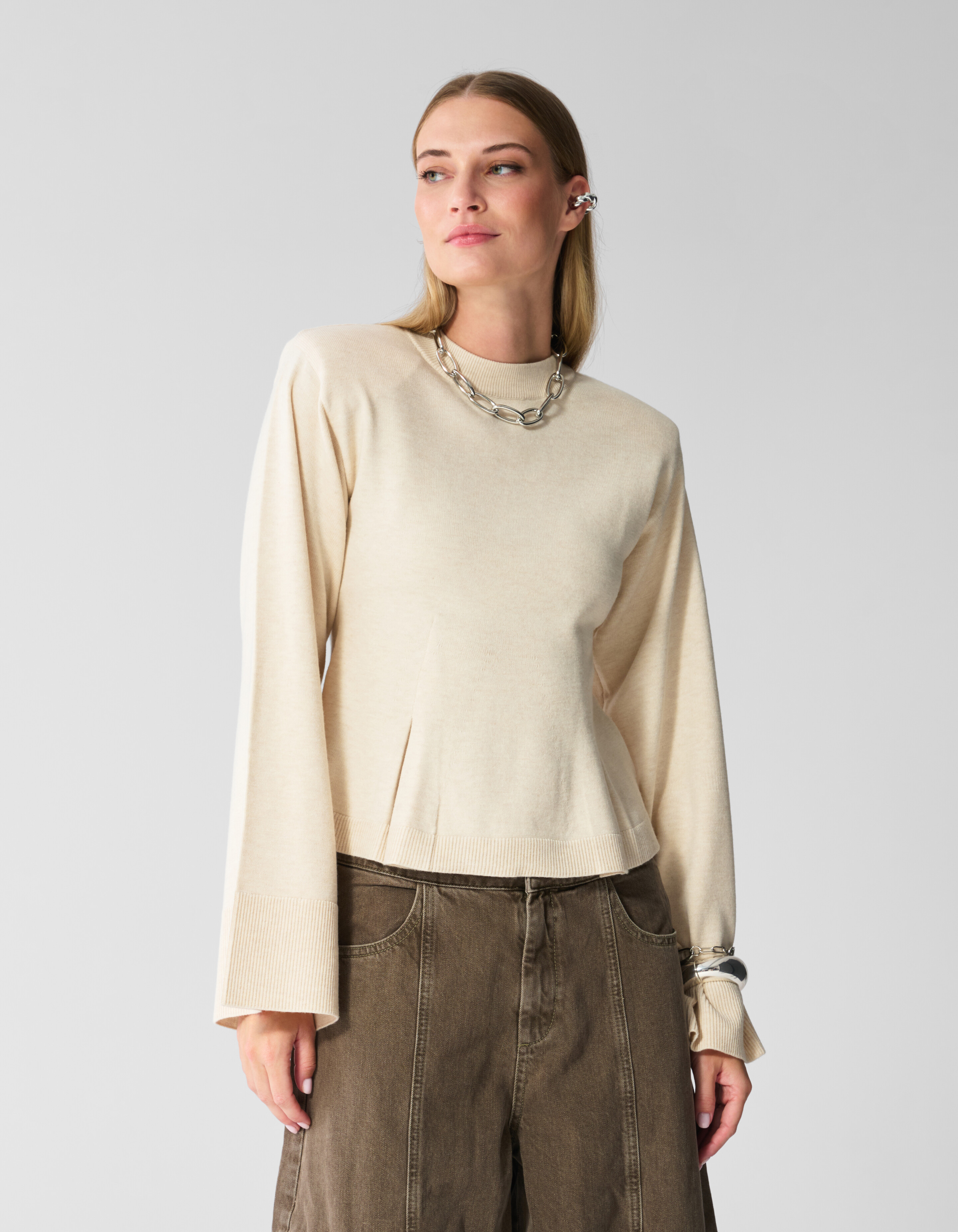 Peplum Gebreide Trui Ecru SHOEBY WOMEN