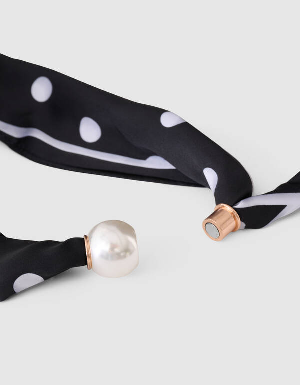 Pearl Dotted Sjaal Ketting Zwart/Wit SHOEBY ACCESSOIRES