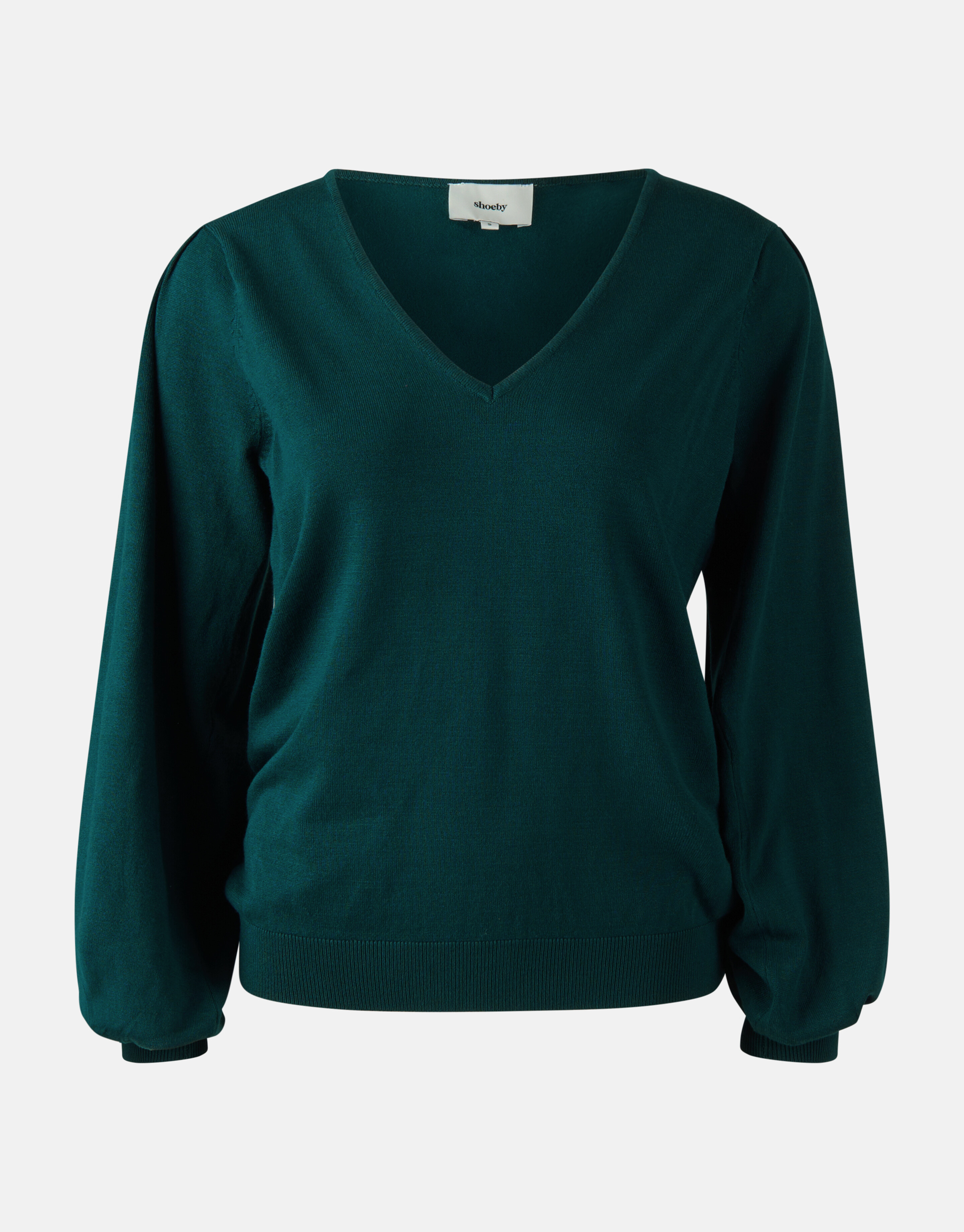 Gebreide V-hals Trui Donkergroen SHOEBY WOMEN