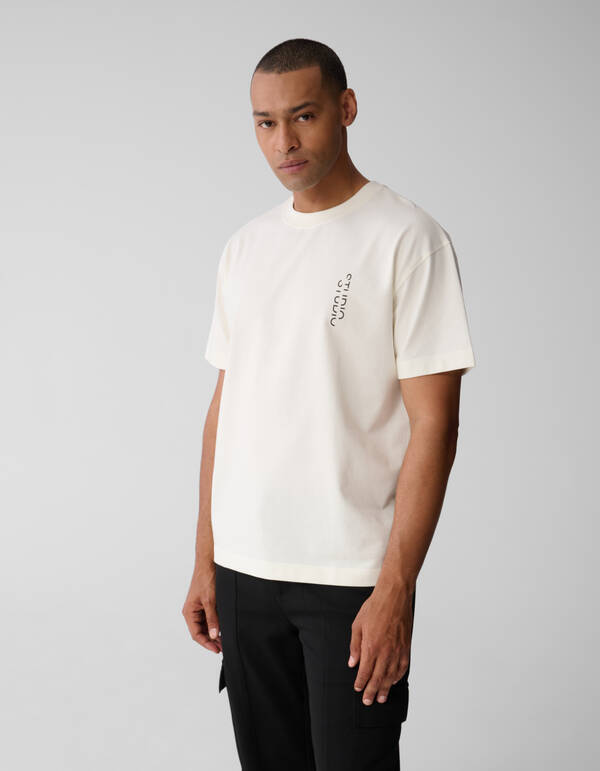 Tekst Artwork T-shirt Gebroken Wit SHOEBY MEN