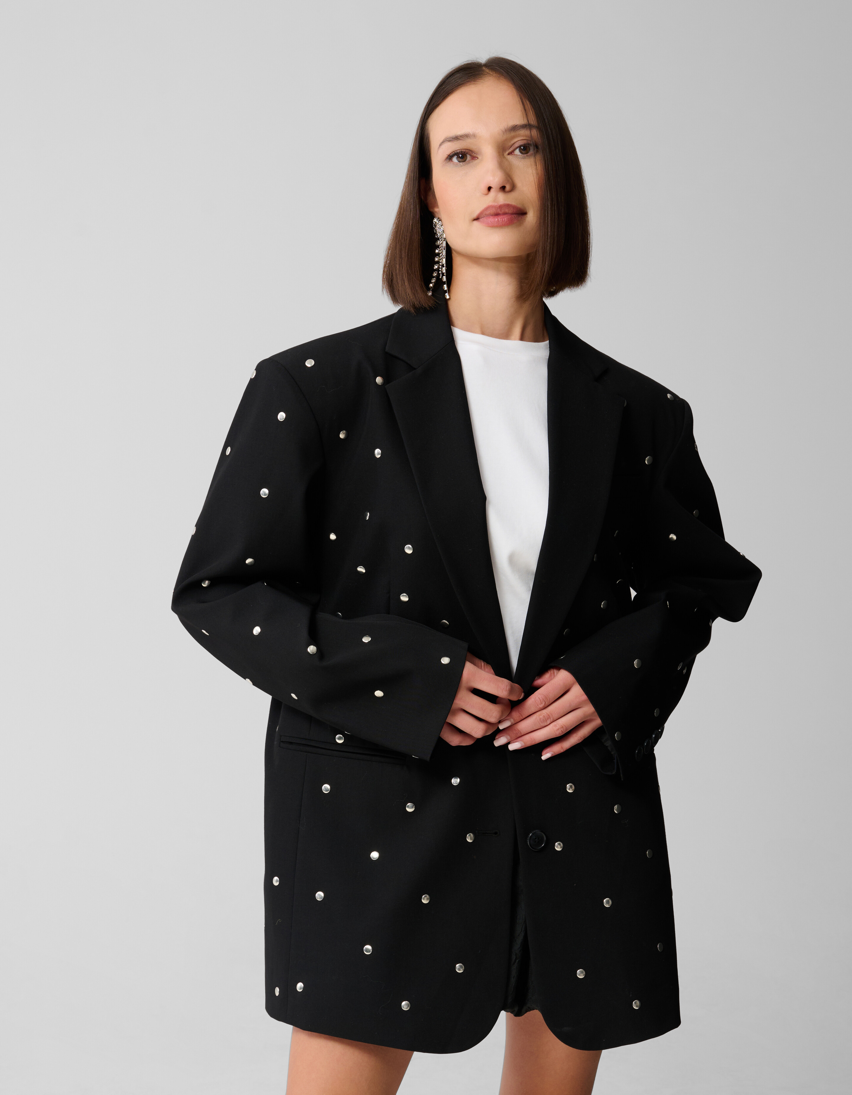 Oversized Studs Blazer Zwart SHOEBY WOMEN